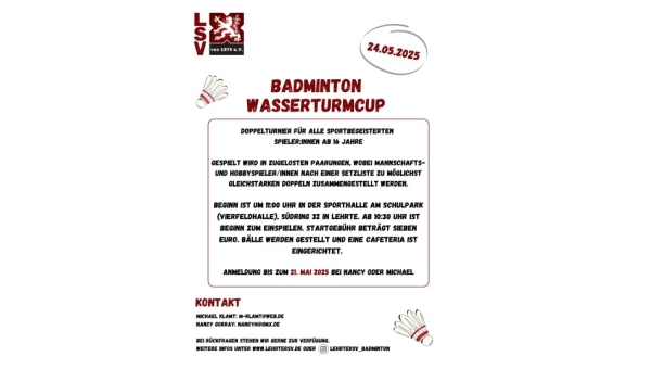 Badminton-Wasserturmcup am 24.05.2025